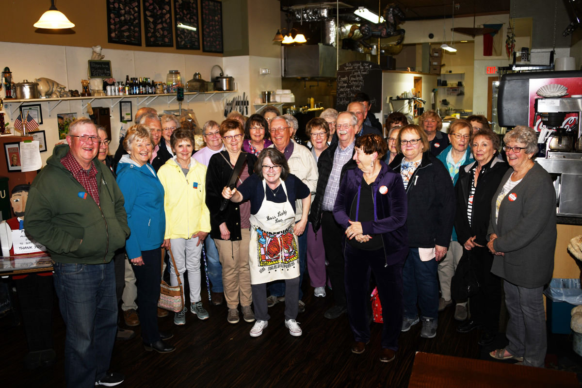 060 The Fun Club with Lou, the owner and cook, at the Czech Meat Market Cafe.JPG